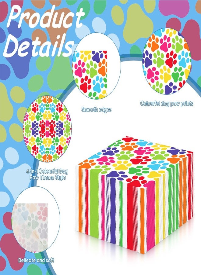 iNINGER 20Pcs Dog Paw Party Napkins,Rainbow Paw Print Dog Napkins Serviettes Tissue for Kids Puppy Dog Themed Birthday Party Supplies,Kids Girls Boys Birthday Party Decorations - Image 3